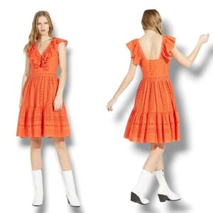 LIKE NEW Claudie Pierlot 'Rosine' Bordeaux Anglais Eyelet Mini Dress, Size 36